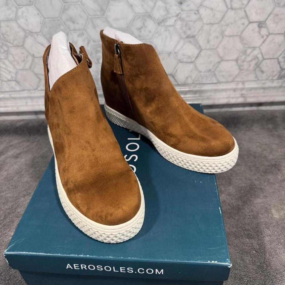 Aerosoles Women 6.5 Ankle Booties Brown Suede Zirah Comfort